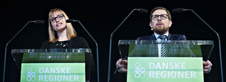 Stephanie Lose (V) og Simon Emil Ammitzbøll-Bille (LA) personificerede uenigheden om regionernes fremtid.<br />Foto: Henning Bagger, Ritzau Scanpix