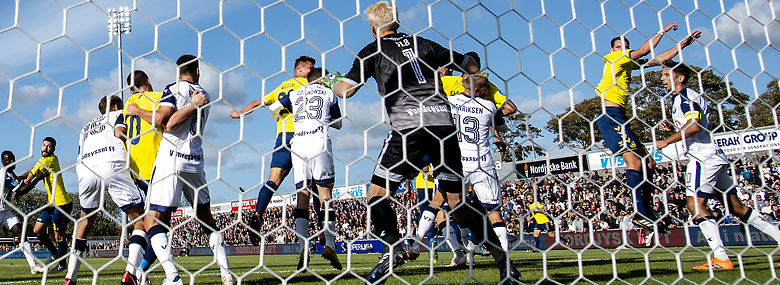Hjørring Kommune har investeret mange millioner i modernisering af sit Superliga-stadion - foreløbig skal faciliteterne anvendes i 1. division efter nedrykningen fra den bedste række.<br />Foto: René Schütze, Ritzau Scanpix