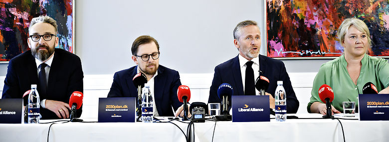 Sammen har disse fire tegnet toppen af poppen i Liberal Alliance. Nu står i hvert fald to til at ryge ud af Folketinget.<br />Foto: Philip Davali / Ritzau Scanpix