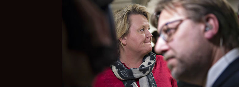 Ved KV17 gik S i Assens tilbage med to mandater - og Charlotte Vincentz Petersen (S) kan ikke skjule sin skuffelse.<br />Foto: Kim Rune, Ritzau Scanpix.