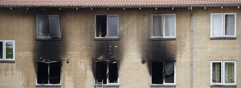 Farsøhthus, Allingåbro efter branden i marts 2019. <br />Foto: Bo Amstrup, Ritzau Scanpix