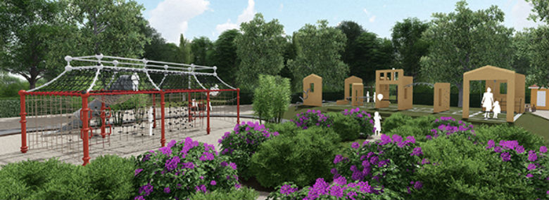 Det Kinesiske Lysthus på legepladsen tegnet af firmaet UNO-UNIQA Group. <br />Foto: UNO-UNIQA Group