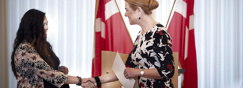 Tidligere udlændinge- og integrationsminister Inger Støjberg (V) var til stede ved den første grundlovsceremoni tidligere på året.<br />Foto: Liselotte Sabroe, Ritzau Scanpix