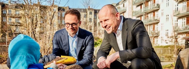 Den nye kommunaldirektør i Frederiksberg Kommune, Stig Henneberg (th) i selskab med borgmester Simon Aggesen (K).<br />Foto: Thomas Howalt Andersen