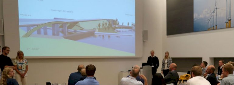34 ingeniørstuderende har givet deres bud på udviklingen af det planlagte erhvervsområde Holmene i Hvidovre Kommune.<br />Foto: Cowi Try