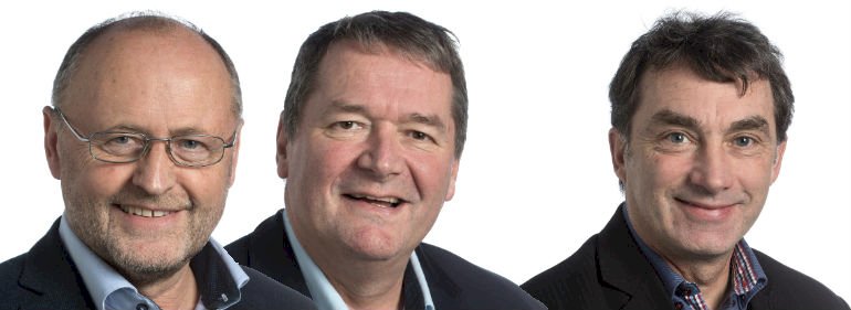 Fra venstre Kaj Kirk (løsgænger, eks-DF), Peter Sørensen (løsgænger, eks-DF) og Ib Poulsen (DF).<br />Foto: Thisted Kommune